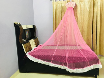 RAKHADU COLLECTION Polyester Adults Washable Mosquito Net Nylon Adults Double bed (Round) -PINK BS366 Mosquito Net(Pink, Ceiling Hung)