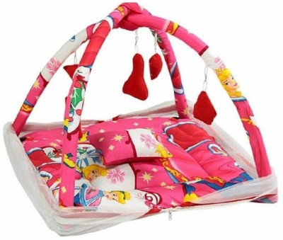 Akash International Cotton Kids Washable Baby Kick and Play Gym with Mosquito Net and Baby Bedding Set Mosquito Net(Pink, Tent)