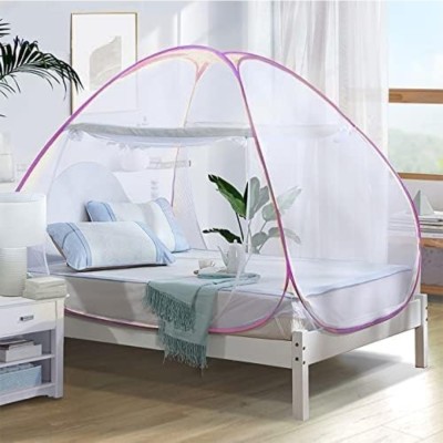 DAYGLOW Polyester Adults Washable Mosquito Net for King Size Bed|Polyester, Foldable, High Durability| Mosquito Net(Pink, Tent)