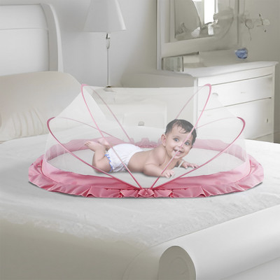 Lifekrafts Nylon Infants Baby Folding Crib Mosquito Net PINK Color Crib net Big Size Mosquito Net(Baby Pink, Tent)