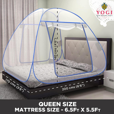 THEOBEROI Polyester Adults Washable Mosquito Net, Polyester Foldable King Size Bed,Double Bed,Queen Size Bed Mosquito Net(White, Blue, Bed Box)
