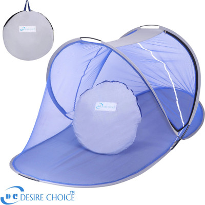 desire choice Polyester Adults Washable FOLDABLE SINGLE BED Mosquito Net(Blue, Tent)