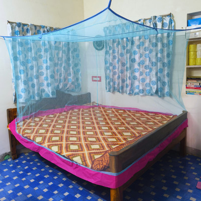 RN ENTERPRISE Polyester Adults Washable Queen Size Bed Box Blue Color Mosquito Net Mosquito Net(Blue, Bed Box)