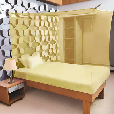 Vastra Variant Nylon Adults Washable SINGLE BED MOSQUITO NET 4*6 Mosquito Net(LIGHT YELLOW, Bed Box)