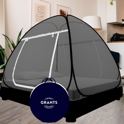 Grants Polyester Adults Washable Double bed 6x6 6.5x6.5 ft Mosquito Net(Black, Tent)
