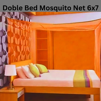 CoverCraze Nylon Adults Washable INSECT,MOSQUITO PROTECTION NET Mosquito Net(Orange, Bed Box)