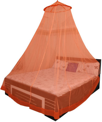 Neruti Enterprise Polyester Adults Washable Double Bed (Round) Mosquito Net(Orange, Ceiling Hung)