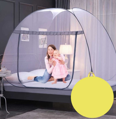 GURED Polyester Adults Washable Mosquito Net for Double Bed King Size Foldable, Strong and Durable Tent Mosquito Net(Black Berry, Tent)