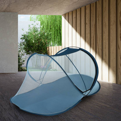RUGLYNN Polyester Kids Washable Pop-Up Baby Mosquito Net with Foldable Canopy and Travel Case Infants Mosquito Net(Blue, Bed Box)
