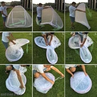 BELSODINE Polyester Adults Washable NEWMOSQUITO NETN218 H218 Mosquito Net(White & Blue, Tent)