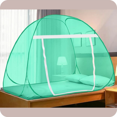 LEOREN Polyester Adults Washable Mosquito Net for Double Bed King Size Foldable, Strong and Durable Tent Mosquito Net(Green, Tent)