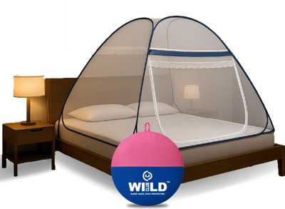 WILDCLUB Polyester Adults Washable Premium Double Bed Size Mosquito Net for Double Bed | Foldable & Durable Design Mosquito Net(Blue, Tent)