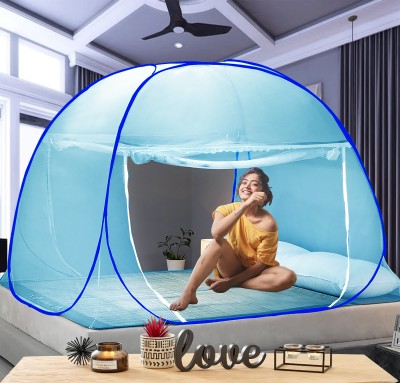 didhiti Polyester Adults Washable SKY BLUE-DLL child machhardani double bed rainproof mosquito net or tent palan Mosquito Net(Blue, skyblue, firozi, Sky blue, Navy Blue, Tent)