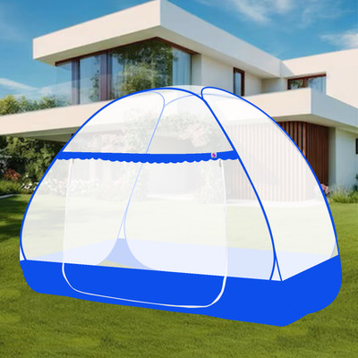 SILVER SHINE Polyester Adults Washable Polyester Adult SINGLE BED Foldable Washable Mosquito Net Mosquito Net(WHITE-BLUE, Tent)