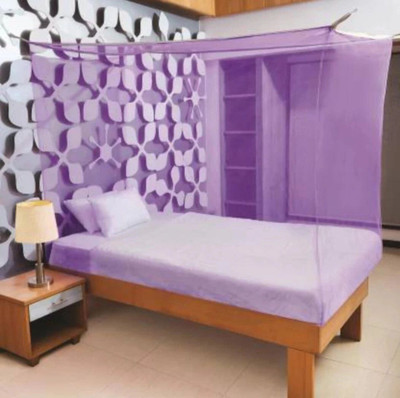 AARTI Single square bed box size of 3*6 ft mosquito net good quality HDPE - High Density Poly Ethylene Washable Adults Mosquito Net(Purple, Bed Box)
