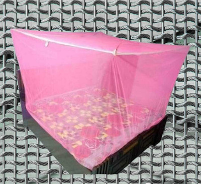 ZIMBLE HDPE - High Density Poly Ethylene Adults Washable Mosquito net for double size Bed cotton( 5 x 7 ft Pink) Mosquito Net(Pink, Bed Box)