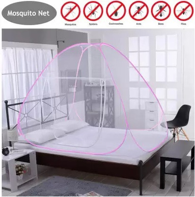 DAYGLOW Polyester Adults Washable Mosquito Net for King Size Bed|Polyester, Foldable, High Durability| Mosquito Net(Pink, Tent)