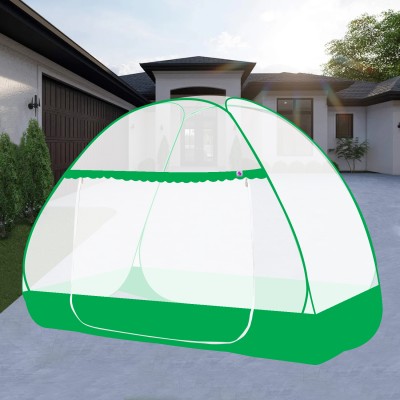 GALOPPIA Polyester Adults Washable Foldable Polyester Adults SINGLE BED Tent Washable Mosquito Net Mosquito Net(WHITE-GREEN, Tent)