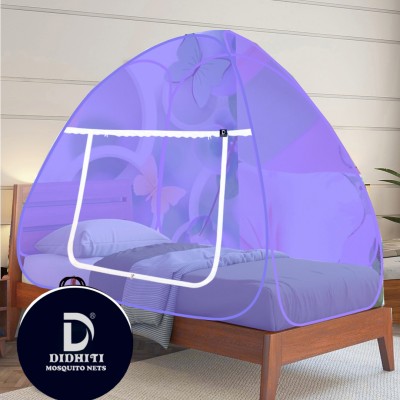 didhiti Polyester Adults Washable Purple mosquito net tent for badroom single bed (3x5.5)| high density poly ethyl Mosquito Net(Purple, bengani, purpel, perple, bit patti, colour, Tent)