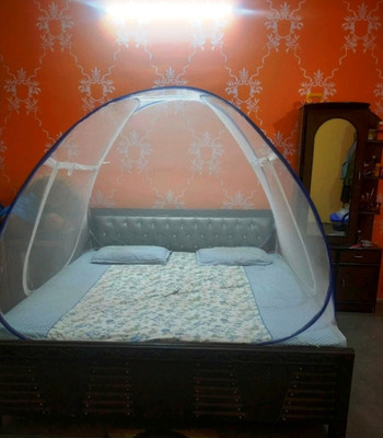 B B Enterprises Polyester Adults Washable |King Size Foldable Machardani | Extra Mosquito Protection | Mosquito Net(White, Blue, Tent)