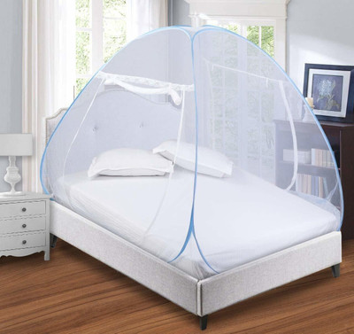 Hitech Nylon Adults Washable King Size Foldable & Portable Double bed Mosquito net Mosquito Net(Blue, White, Tent)