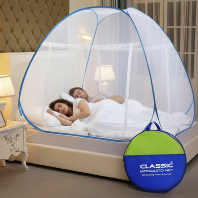 Classic Mosquito Net Foldable for Double & Queen Size Bed -(200*170*H140 CM) Polyester Washable Adults Mosquito Net(Blue, Tent)