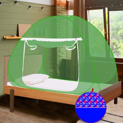 SILVER SHINE Polyester Adults Washable Polyester Foldable Single Bed Mosquito Net Mosquito Net(Green, Tent)