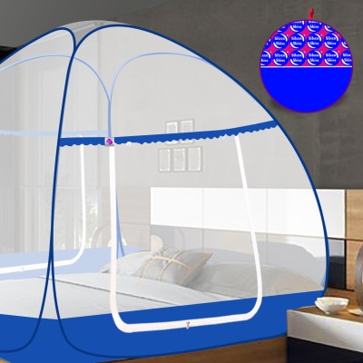 SILVER SHINE Polyester Adults Washable Extra Mosquito Protection DOUBLE BED Foldable Washable Mosquito Net Mosquito Net(Blue, Tent)