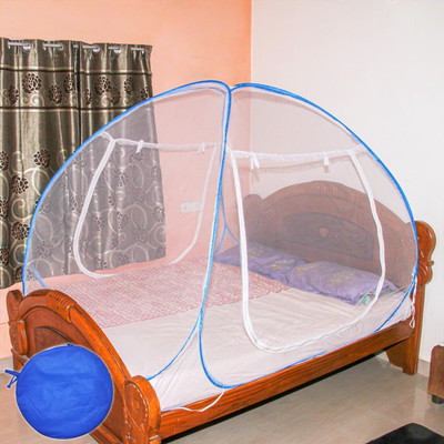 geutejj HDPE - High Density Poly Ethylene Adults Washable Polyester Mosquito Net for Double Bed, Foldable Mosquito Net(White, Blue, Tent)