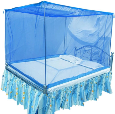 RN ENTERPRISE Polyester Adults Washable Single Bed Blue (4 x 6) Mosquito Net(Blue, Bed Box)