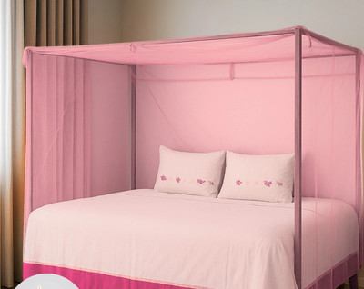 MINIKIDZ HDPE - High Density Poly Ethylene Adults Washable double bed insect and mosquito net {6x7 ft} Mosquito Net(Pink, Tent)