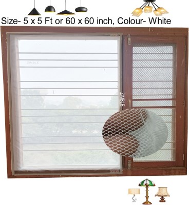 ZIMBLE HDPE - High Density Poly Ethylene Adults Washable 60x60 inch 5x5 Ft Pack 1 Pre-Stitch Windows Mosquito Net adhesive Hook Loop Mosquito Net(White, Frame Hung)