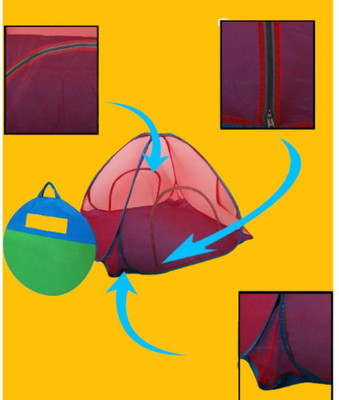 ALTAMASH Polyester Adults Washable Foldable mosquito net_A1 Mosquito Net(Red, Bed Box)