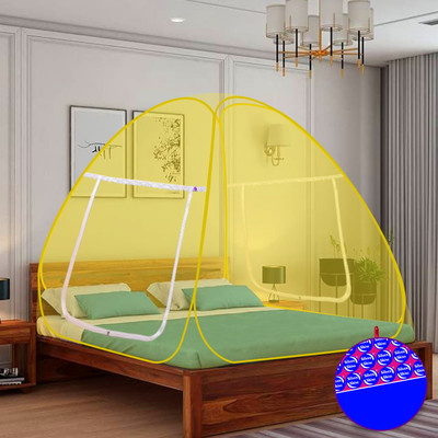 SILVER SHINE Polyester Adults Washable Mosquito Net Yellow And Yellow Foldable Double Bed Net Mosquito Net(Yellow, Tent)
