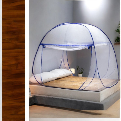 Hitech Polyester Adults Washable Mosquito Net, Polyester Foldable King Size Bed Mosquito Net(Blue, Tent)