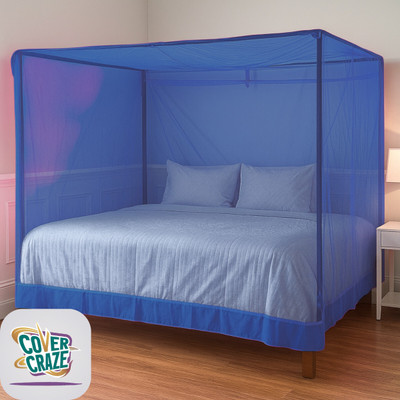 CoverCraze Cotton Adults Washable CC MonoQueen without stand 6x7 ft hanging Mosquito Net(Blue, Bed Box)