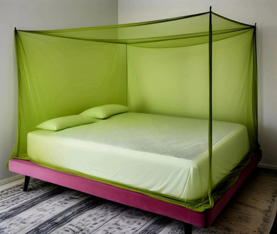 CoverCraze HDPE - High Density Poly Ethylene Adults Washable double bed mosquito and insect protection net Mosquito Net(Olive Green, Bed Box)