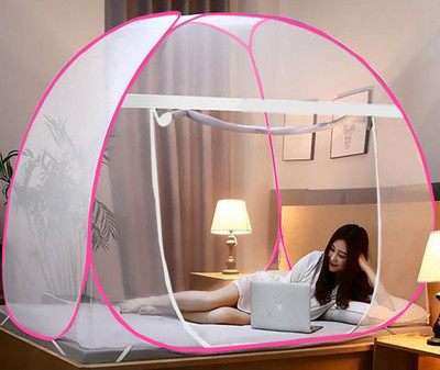 DAYGLOW Polyester Adults Washable Mosquito Net for King Size Bed|Polyester, Foldable, High Durability| Mosquito Net(Pink, Tent)