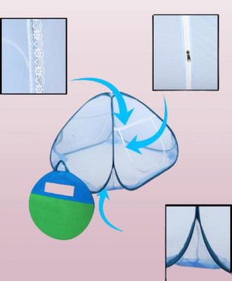 Rsmosquito Polyester Adults Washable Foldable_Blue net_A1 Mosquito Net(Blue, Bed Box)