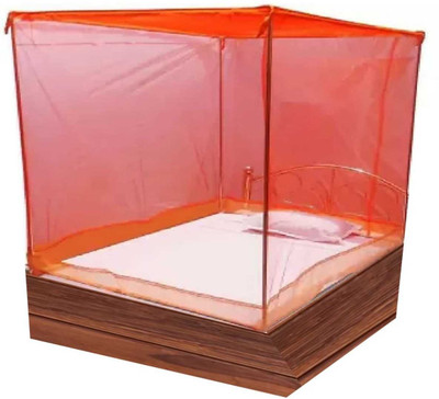 Newmehontextile Polyester Adults Washable SINGLE BED 7 X 4 X 5 HANGING Mosquito Net(Orange, Tent)