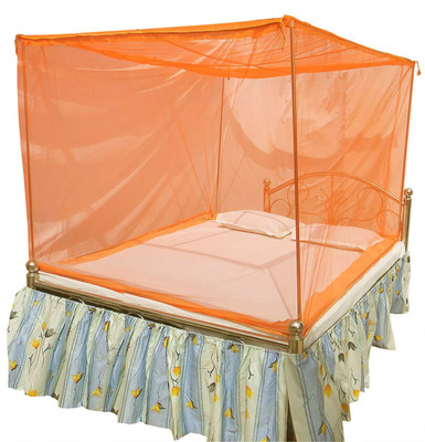 GRINAF Polyester Adults Washable Orange Double size 6x6 Mosquito Net(Orange, Bed Box)
