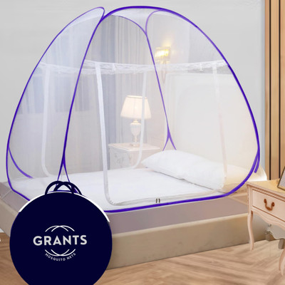 Grants Polyester Adults Washable Double bed 6x6 6.5x6.5 ft Mosquito Net(White, Tent)