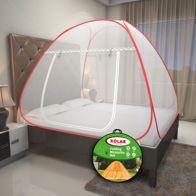 Kolar Polyester Adults Washable Net Double bed Mosquito Net(Red, Tent)