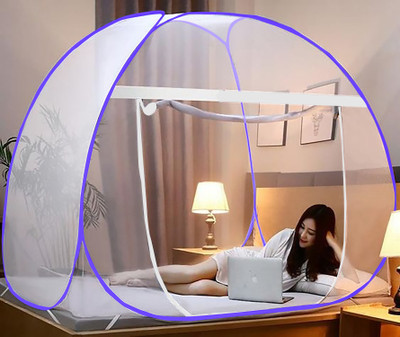 TLK-HWB Polyester Adults Washable Foldable Net With Ventilation / Best Visibility & Free Saviours / Machhardani / Mosquito Net(Blue, Tent)