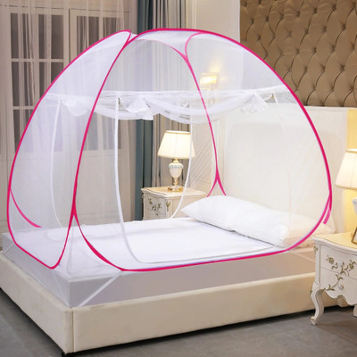 EVETIS Polyester Adults Washable DOUBLE\QUEEN\KING BED MOSQUITO NET TENT FOR ADULTS (Pink). Mosquito Net(Pink, Tent)