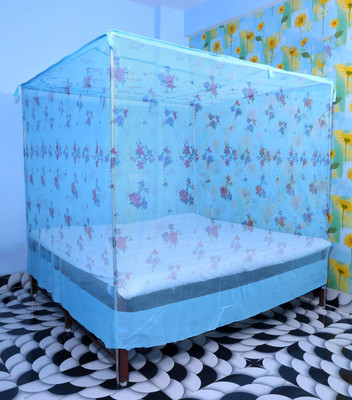 Mehon Craft Cotton Adults Washable MP 4-Blue3 Mosquito Net(Blue, Bed Box)