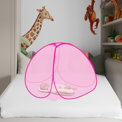 SILVER SHINE Polyester Infants Washable Polyester Kids Washable Baby Mosquito Net Foldable Polyesterfor Baby MosquitoNet Mosquito Net(Pink, Tent)