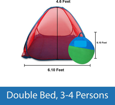 ALTAMASH Polyester Adults Washable Foldable mosquito net for adult Double bed Mosquito Net(Red, Tent)