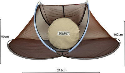WARFANI Polyester Adults Washable Polyester Adults Foldable Single Bed Size Mosquito net (Brown, Beige) Mosquito Net(Brown Beige, Bed Box)