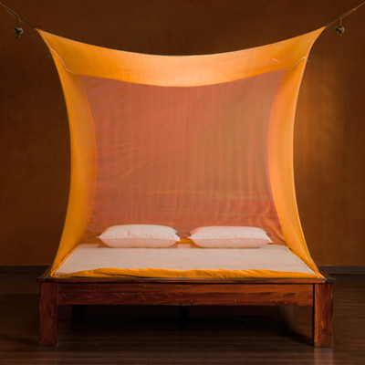 SH ENTERPRISE HDPE - High Density Poly Ethylene Adults Washable SH Mono Shield 03 for double bed mosquito and insect protection hanging Mosquito Net(Orange, Tent)